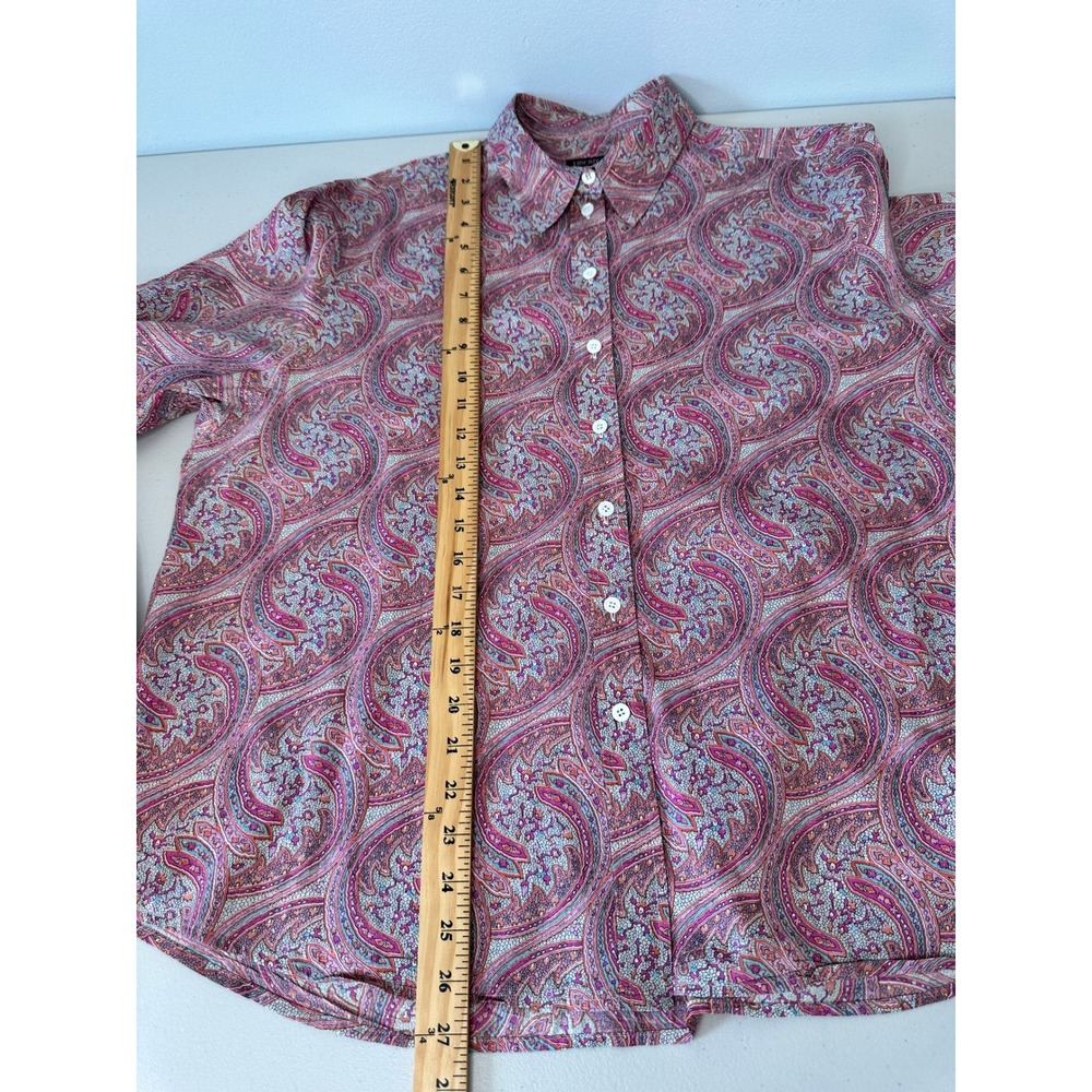 Liberty of London Cotton Button Down Shirt Size 14 Pink Paisley Long Sleeve - Picture 5 of 7